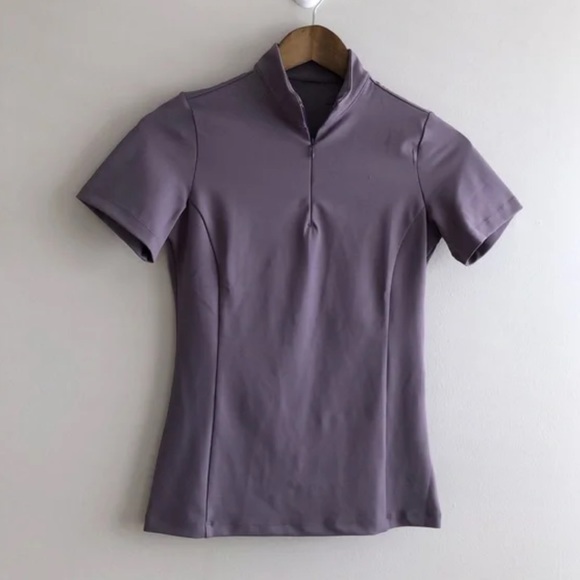 TKEQ Quinn Essential Horse Show Competition Stretchy Short Sleeve Shirt Purple - Picture 10 of 10
